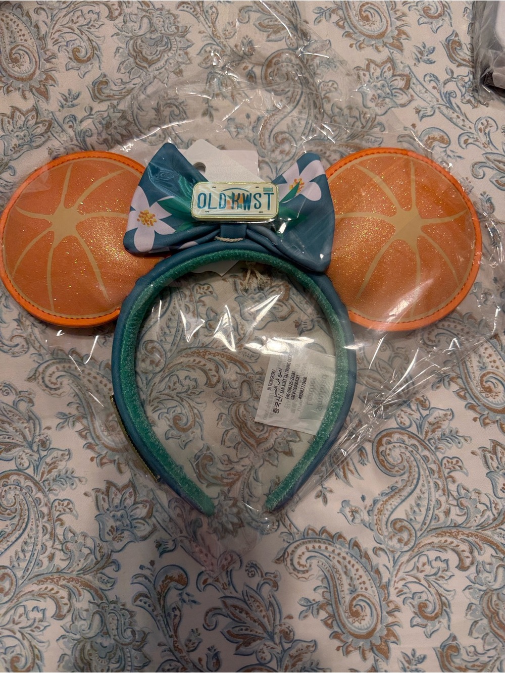 Disney Old Key West Orange Minnie Ears with Teal Headband